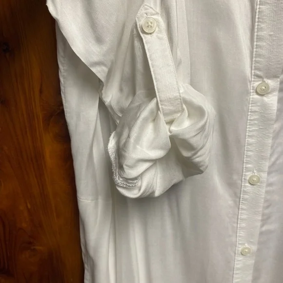 DKNY White Rayon Button-Front Shirt - Picture 5 of 9